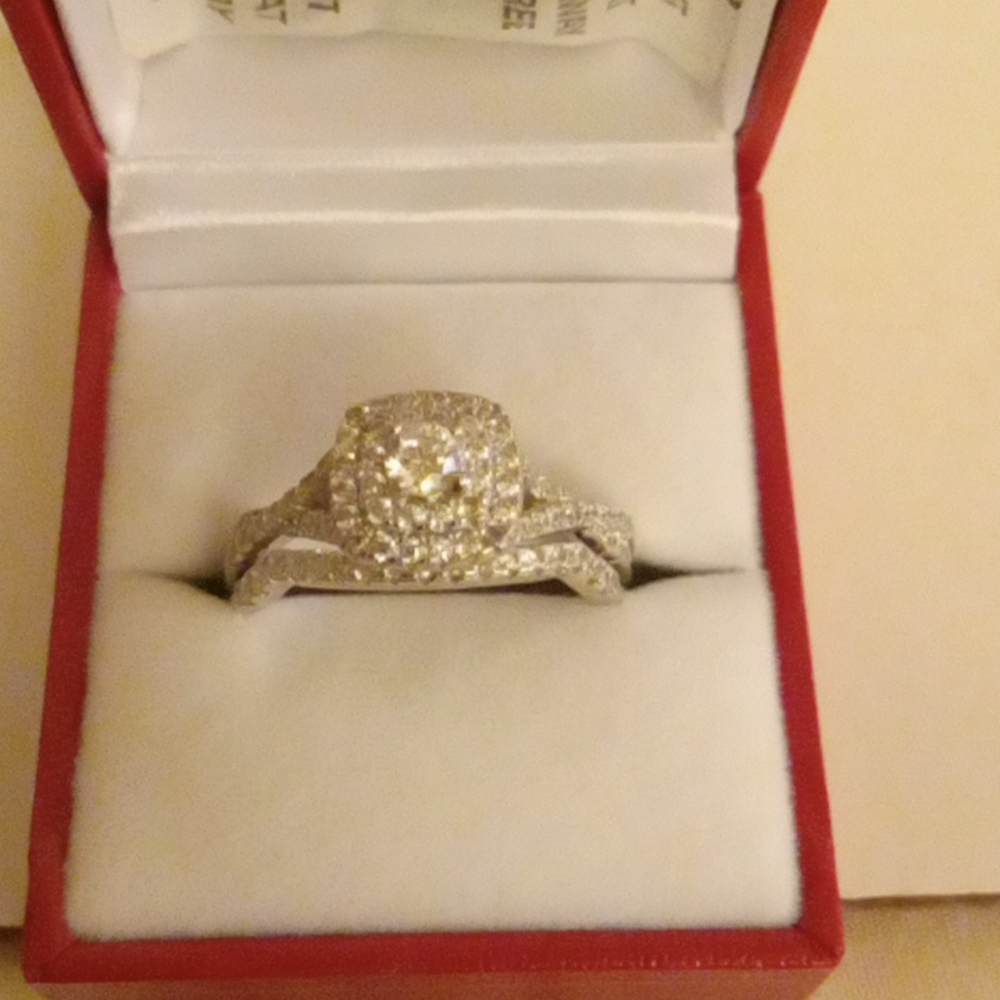 Sterling silver wedding set w CZ sz 11